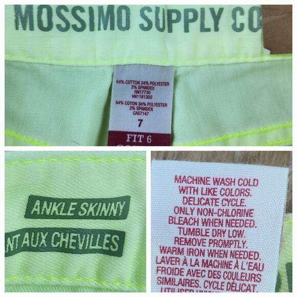 ☔️🔸️NWT Mossimo Neon Yellow Ankle Skinny Jeans Size 7 - Picture 11 of 12